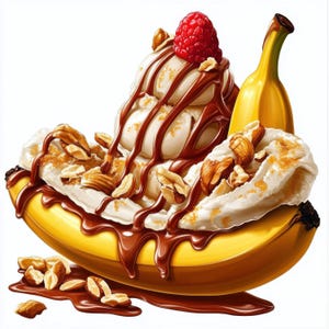 15 Banana Split Clipart | Köstliche Banana Split Dessert Illustrationen für Journals mit süßen Themen jpg | Drucksachen | Kommerzielle Nutzung