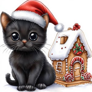 20 Christmas Cat Clipart | Festive Watercolor Cat Illustrations for Journals jpg | Printables | Commercial Use