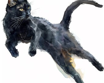 Black Cat    Clipart 50 High Res Watercolor png Junk Journaling, Scrapbooking, Card Making, Digital Download Kit, Fantasy, Whimsical