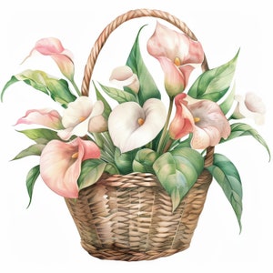 50 aquarel bloemenmand clipart JPG bundel: persoonlijk en commercieel gebruik