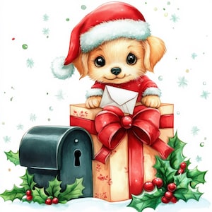 20 Christmas Dog Clipart | Festive Holiday Pup Illustrations for Journals jpg | Printables | Commercial Use