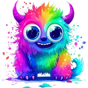 25 schattige monster digitale clipart | Hoge resolutie | Leuke ontwerpen voor kaarten maken, junkjournals | Directe digitale download