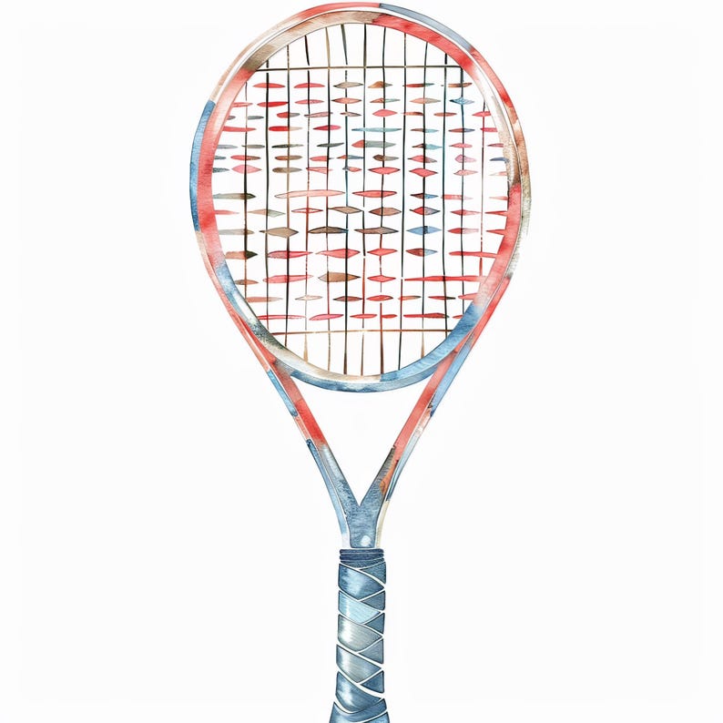 Tennis Rackets 50 Clipart High Res Watercolor JPG Junk Journals , Card ...