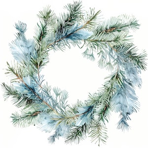 50  Watercolor Christmas Wreath   Clipart PNG Bundle -  - Personal and Commercial use
