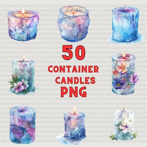 50 Watercolor Container Candles   Clipart  PNG Bundle -  - Personal and Commercial use