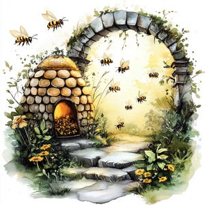 25 bijenkorf digitale clipart | Hoge resolutie | Natuurlijke ontwerpen voor kaarten maken, tijdschriften | Directe digitale download