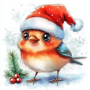 25 Clipart digitali di pettirossi di Natale / Design ad alta risoluzione ispirati alla natura e alle feste per la creazione di biglietti, diari spazzatura Download immediato