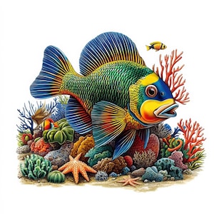 10 cliparts poisson de mer | Illustrations de poissons sous-marins dynamiques pour revues jpg | Imprimables | Utilisation commerciale
