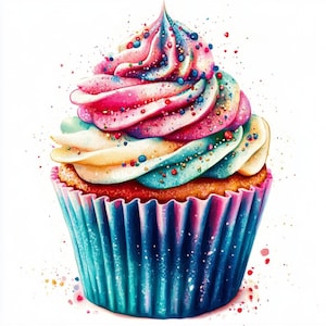 25 Sprinkled Cupcake Digital Clipart | High-Resolution | Fun Designs for Card Making, Junk Journals | Instant Digital Download