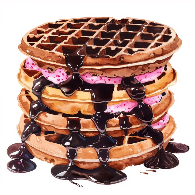 Whimsy Waffle Waffle 50 Clipart High Res Watercolor Jpgs for Junk Journals, Card ...