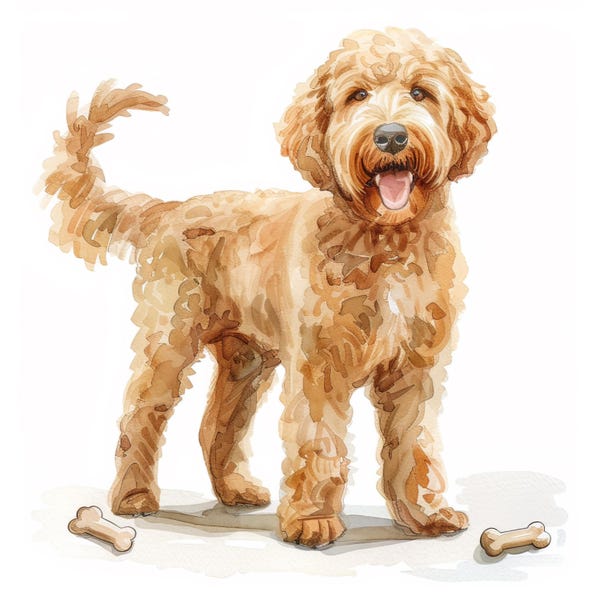 Goldendoodle    Clipart 50 High Res Watercolor png Junk Journaling, Scrapbooking, Card Making, Digital Download Kit, Fantasy, Whimsical