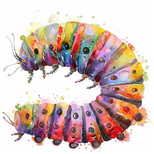 50  Watercolor Caterpillar      Clipart PNG Bundle -  - Personal and Commercial use