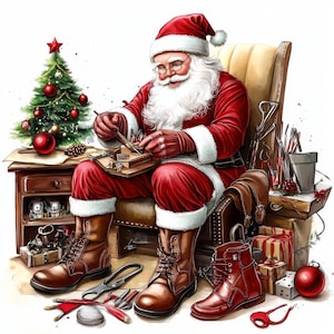 15 Santa Clipart | Festive Santa Illustrations for Journals jpg | Printables | Commercial Use