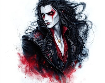 20 imágenes prediseñadas de vampiros / Ilustraciones misteriosas y elegantes de vampiros para diarios (jpg) / Imprimibles / Uso comercial