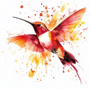 15 Watercolor Hummingbird Clipart – Elegant Hummingbird Watercolor JPGs | Beautiful Bird Clipart, Digital Download for Scrapbooking