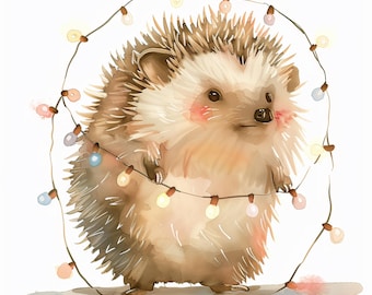 50 Aquarell Weihnachten Igel Clipart PNG Bundle - - Persönliche und kommerzielle Nutzung