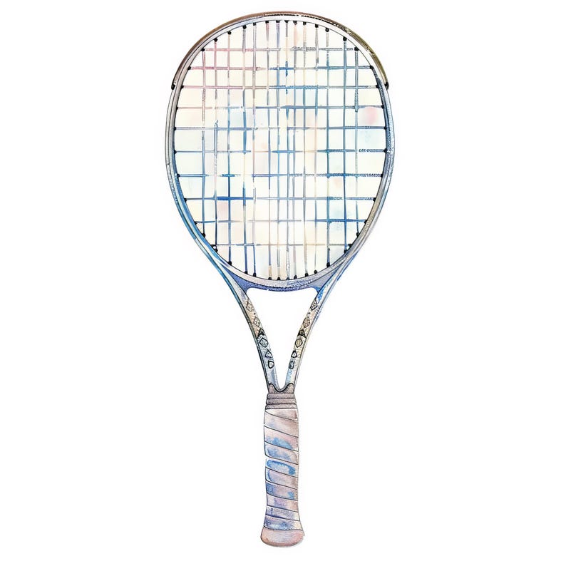 Tennis Rackets 50 Clipart High Res Watercolor JPG Junk Journals , Card ...