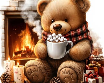 15 teddybeerafbeeldingen | Schattige kerstteddyberen in feestelijke kostuums – tijdschriften jpg – printables | Commercieel gebruik