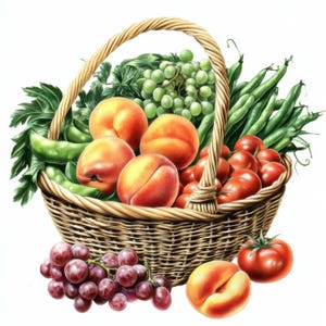 17 cliparts de produits frais | Aquarelle de fruits et légumes pour carnets jpg, décoration de cuisine et travaux manuels - Imprimables | Utilisation commerciale