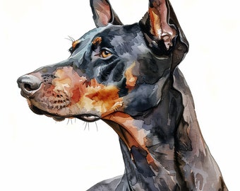 水彩ドーベルマン クリップアート バンドル、犬種のクリップアート