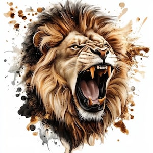 21 Enraged Lion Clipart | Powerful Furious Lion Illustrations for Journals jpg | Printables | Commercial Use