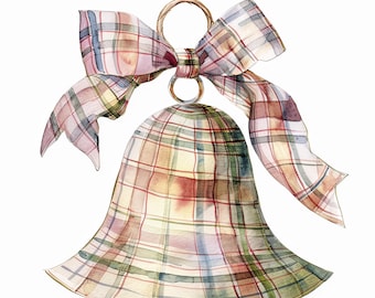 50  Watercolor Christmas Bells     Clipart PNG Bundle -  - Personal and Commercial use