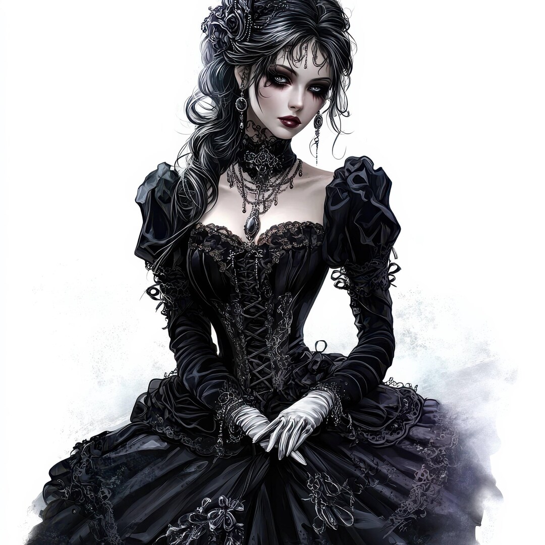 20-princess-clipart-gothic-watercolor-princess-illustrations-for