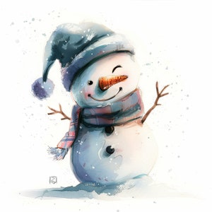50  Watercolor Animated Snowmen   Clipart PNG Bundle -  - Personal and Commercial use