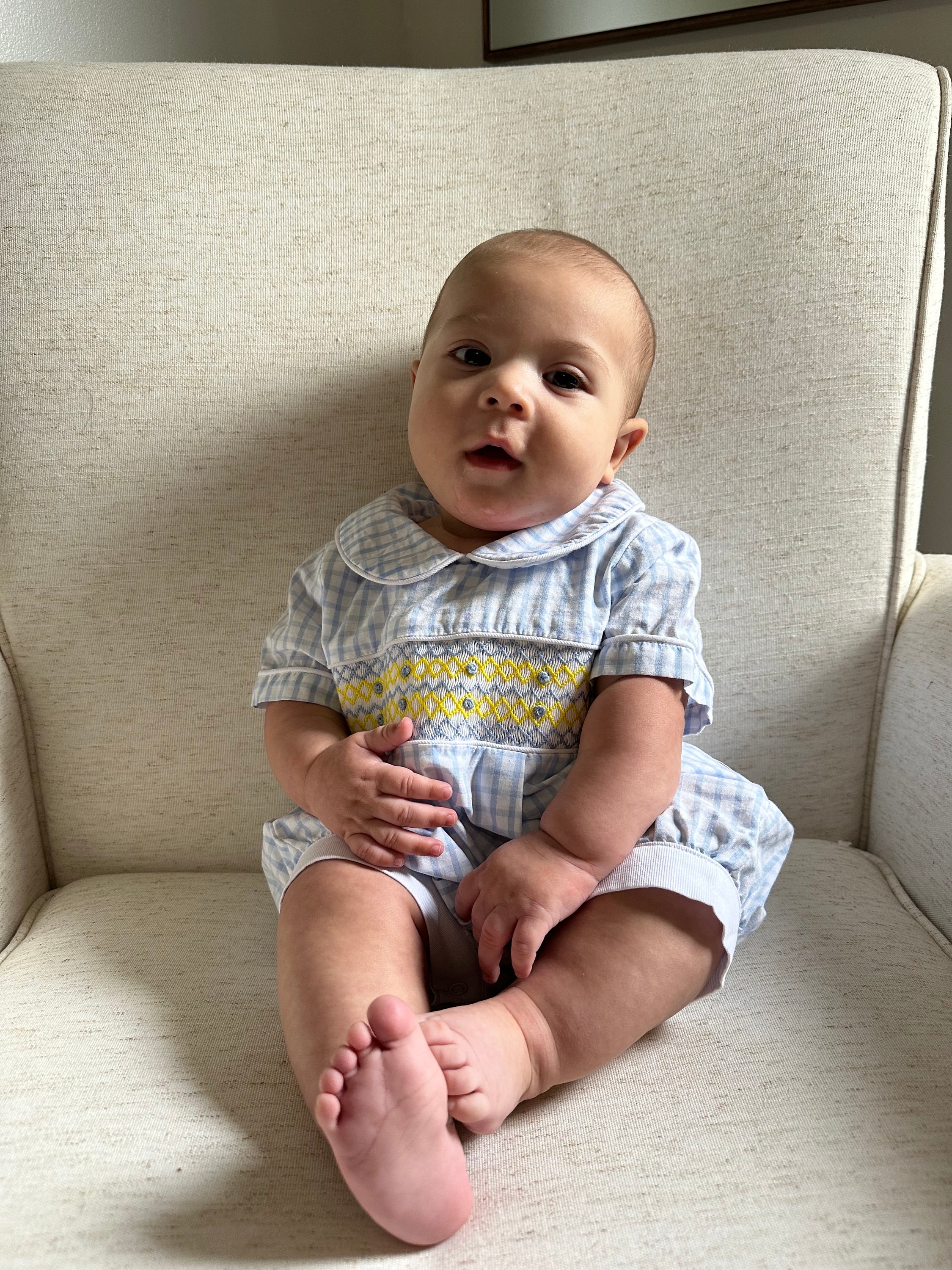 Construction Smocked Boys Romper main image 1