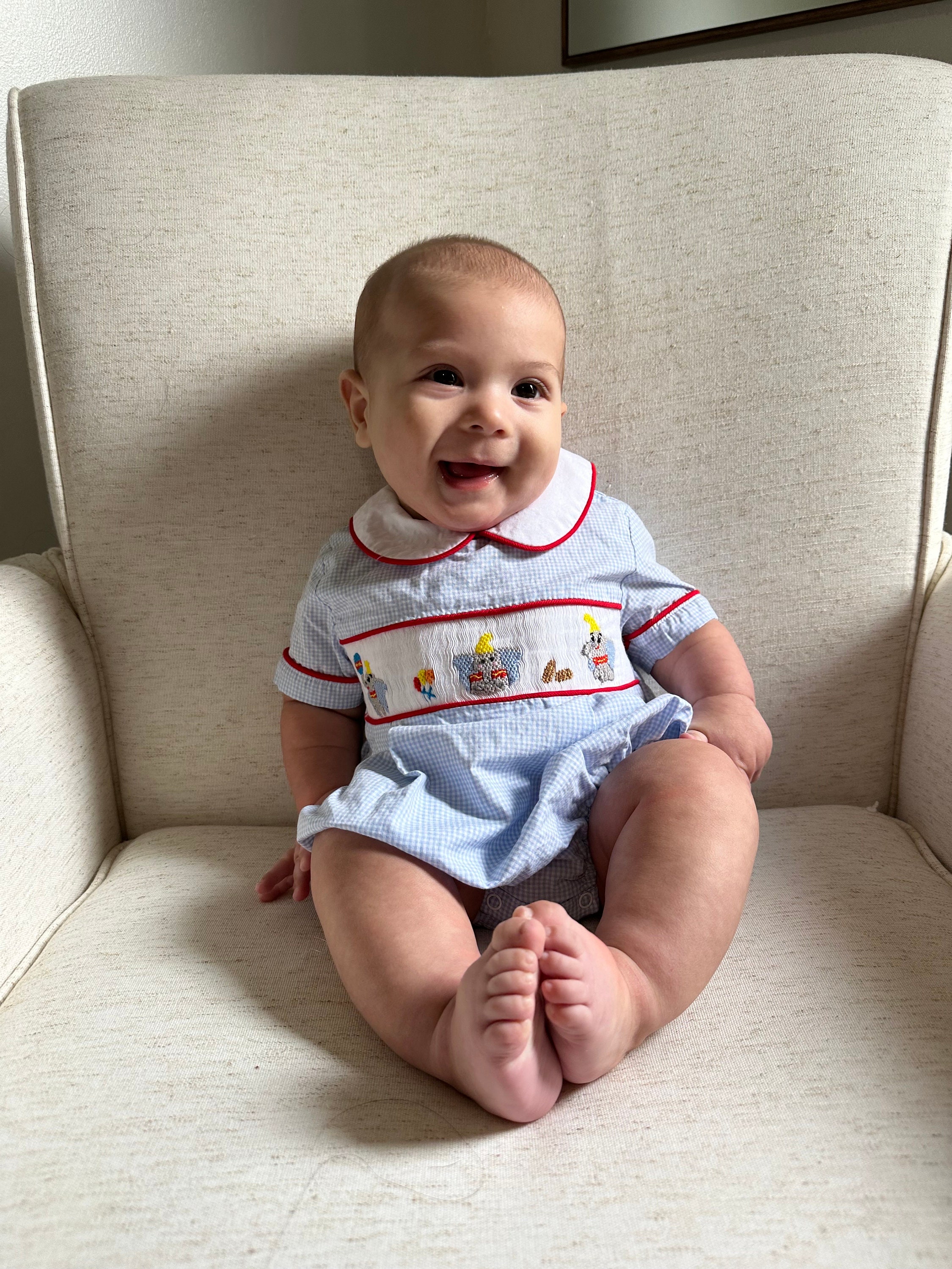 Baby boy sale smocked romper suits