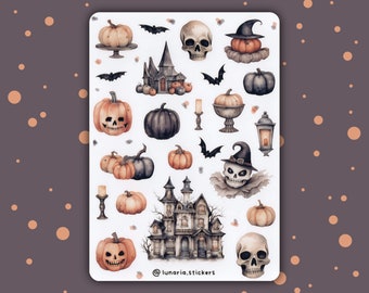 CLOSING DOWN SALE | Halloween Sticker Sheets | Planner |  Bullet Journal Stickers | Journal | Scrapbook | Journaling