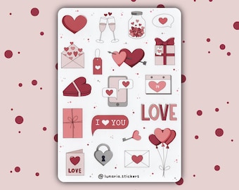 Valentine's Day Sticker Sheet | Planner | Bullet Journal | Journaling | Scrapbook | love sticker