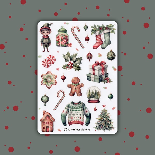 Christmas Stickers Sheet | Planner | Bullet Journal Stickers | Journal | Scrapbook