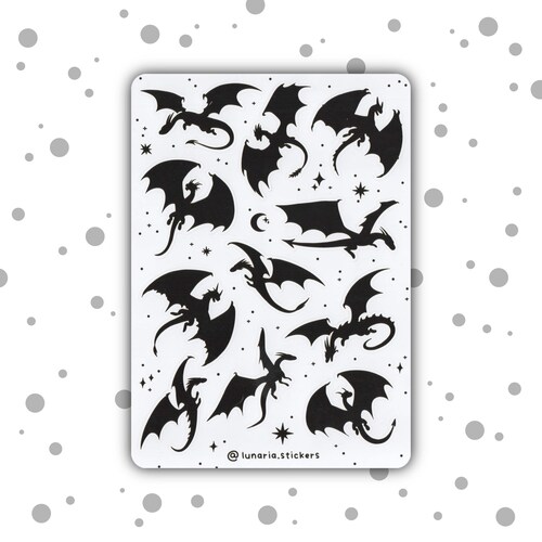 FERMETURE DE LA VENTE | Feuille d'autocollants Dragons | Agenda |  Stickers Bullet Journal | Revue | Album de coupures