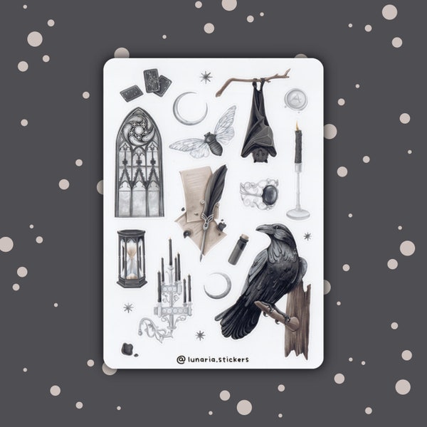 Gothic Stickers Sheet  | Planner | Bullet Journal | Journaling | Scrapbook Stickers