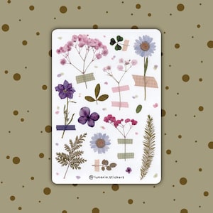 STELLEN EINZELVERKAUF AUS Gepresste Blumen-Aufkleber Blatt | Planer |  Bullet Journal Aufkleber | Zeitschrift | Sammelalbum