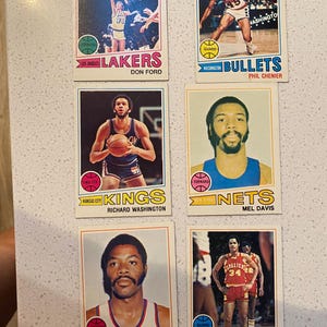 Cartes de basket-ball Topps 1977 (lot de 6)