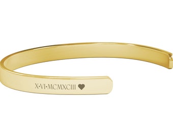 Roman Numeral Date Bracelet, Anniversary gift, Couple Gift, Birth date