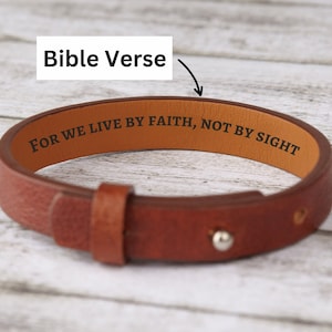 Live By FAITH not by fear CHRISTIAN bible Verse Leather Bracelet, Scripture Bracelet | Religious Gifts | Trust In The Lord Leather Bracelet