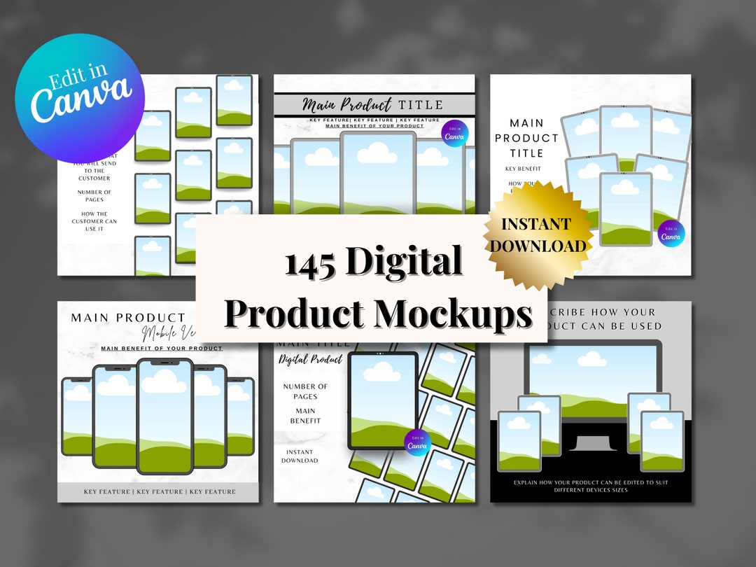 Digital Product Mockups Etsy Listings 145 Canva Templates | Master ...