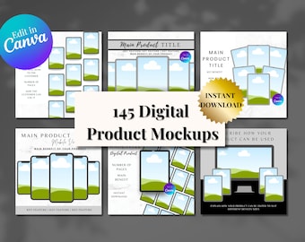 Digital Product Mockups Etsy Listings 145 Canva Templates | Master Resell Rights| PLR MRR| Ready-to-Use| Done For You | Etsy Graphics