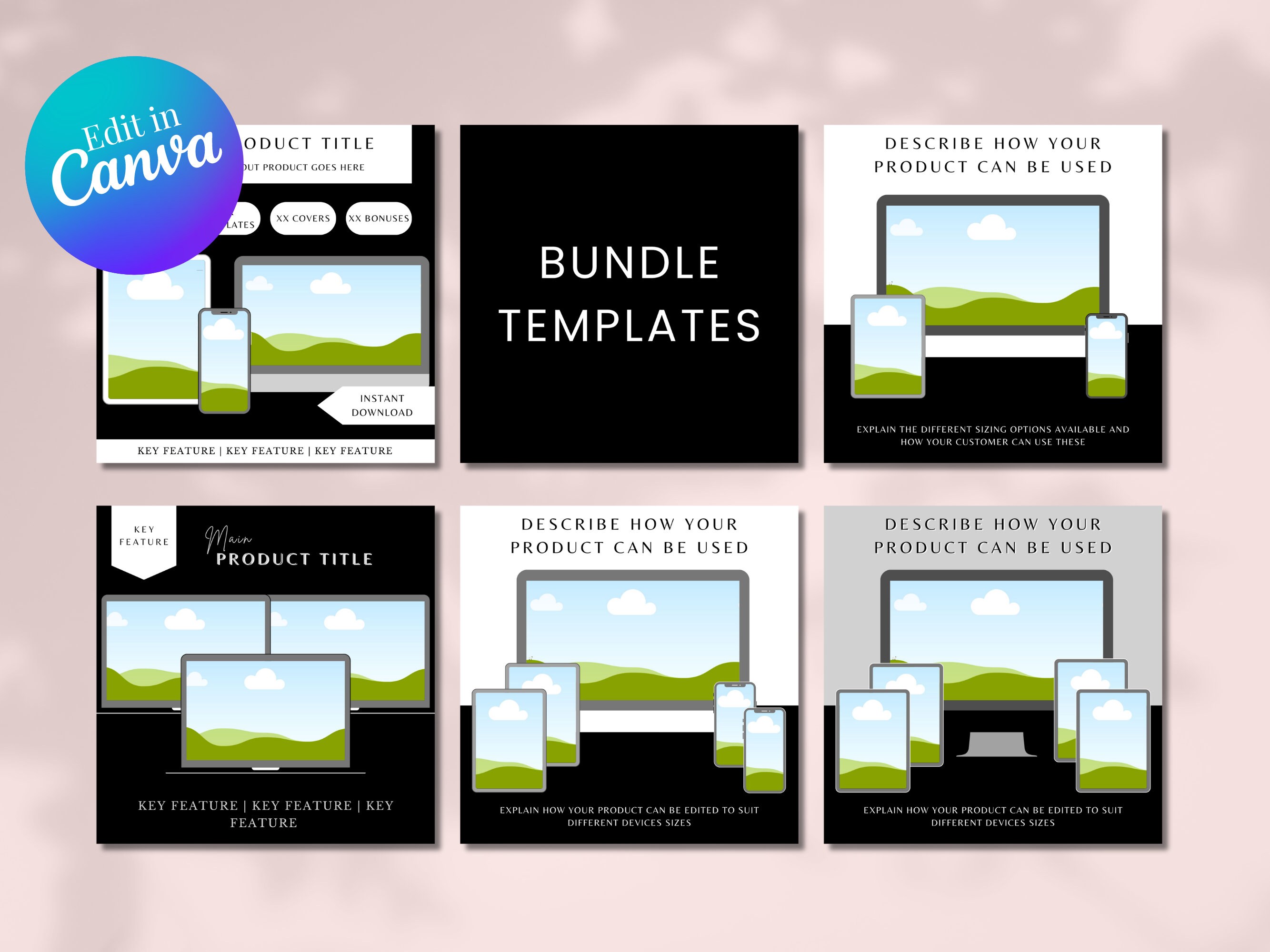 Digital Product Mockups Etsy Listings 145 Canva Templates | Master ...