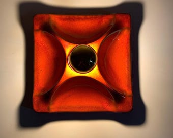 1 of 2 Mid Century Modern Ceramic Red/ Dark Orange Ceramic Wall Light/ Hustadt Leuchten/ Germany/ 1970