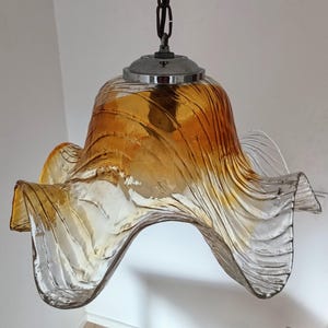 Murano Glass Pendant / Murano Chandelier/ Mid Century Glass Light/ Flower Light Fixture/ Vintage Glass Light/ 1970&#39;s.