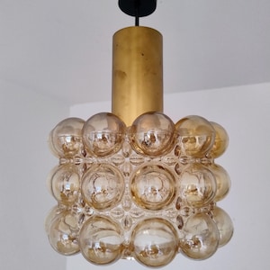 Mid Century Bubble Glass Pendant/ Vintage Glass Chandelier/ by Helena Tynell for Limburg/ 60s