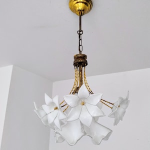 Murano Glass Chandelier/ Murano Flower Chandelier/ Mid Century Bouquet Light Fixture/ Murano Ceiling Light/ Hollywood Regency/ 70&#39;s.