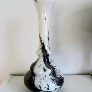 Huge Murano Glass Vase/ Mouth Blown/ Italian Glass Vase/ Murano Black White Glass Vase/ 70s