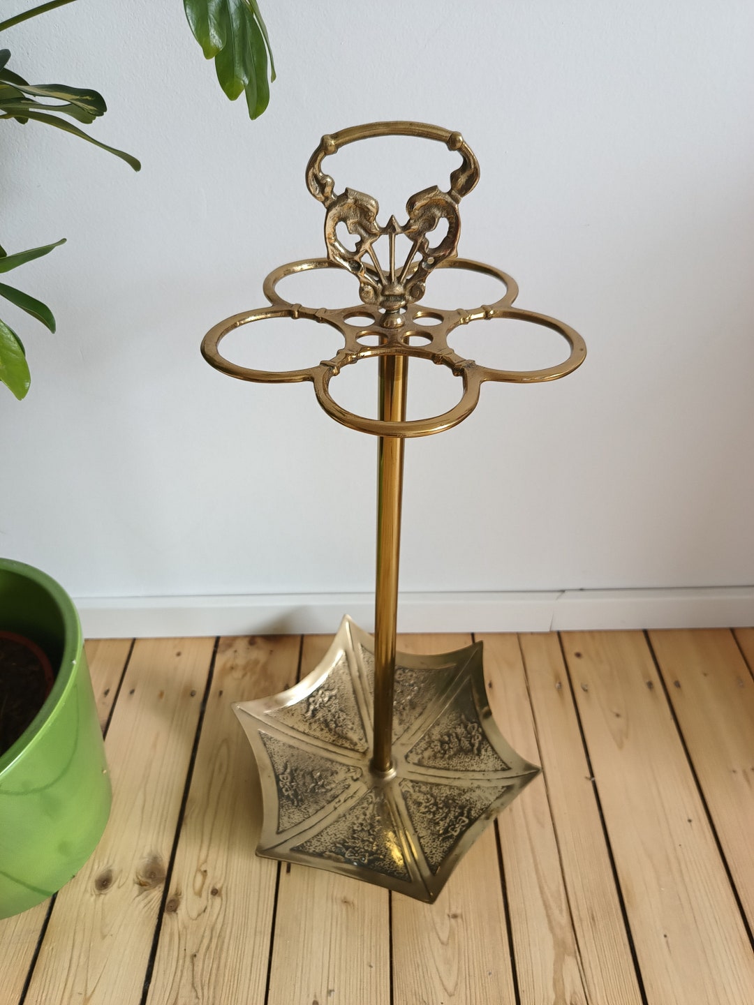 Vintage Brass Umbrella Stand/ Solid Brass Umbrella Stand/ Etsy