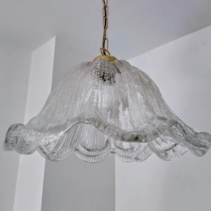 Murano Glass Chandelier/ Murano Glass Chandelier/ Mid Century Glass Light/ Flower Glass Light Fixture/ 1970&#39;s.