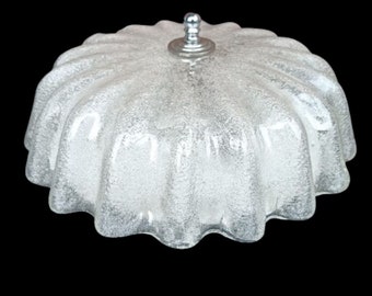 Mid Century Modern/ Wall or Ceiling Lamp/ Vintage Glass Flush Mount/ Ice Glass Ceiling Light/ 60s